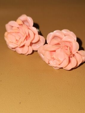 Pink Rose Flower Stud Earrings - Unbranded